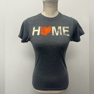 Charcoal 'HOME' Graphic Short Sleeve Tee with Orange Heart